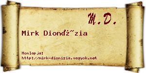 Mirk Dionízia névjegykártya